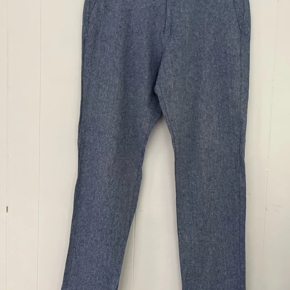 J. Crew The Sutton‎ Chambray Pants Mens 34x32 Linen Cotton Chino Straight Leg - Picture 4 of 14